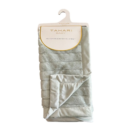 Tahari Baby Soft Reversible Blanket in Light Gray - Picture 1 of 3